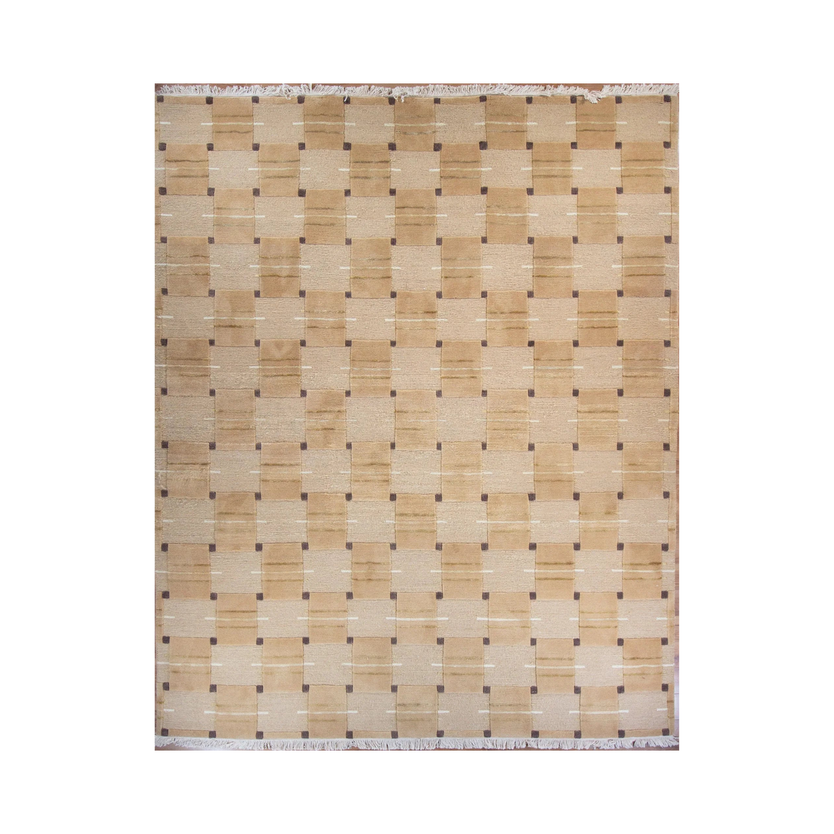 Everest Beige Wool & Silk Hand Knotted Nepali Rug - 6'0" x 9'0"