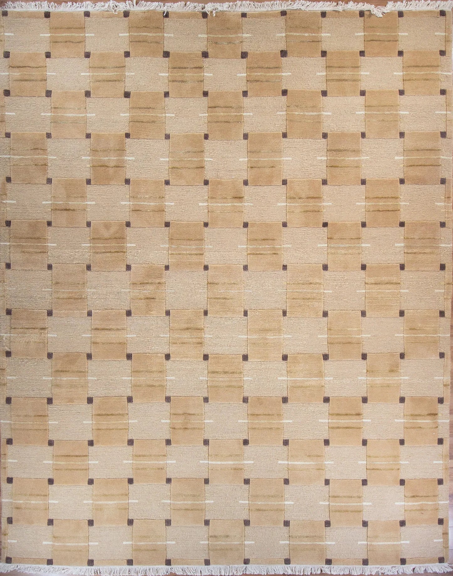 Everest Beige Wool & Silk Hand Knotted Nepali Rug - 6'0" x 9'0"