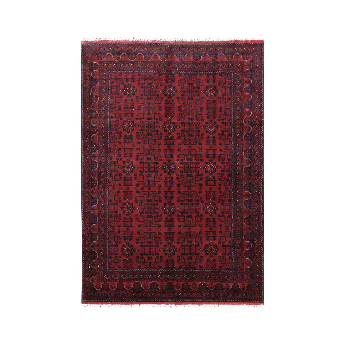 Khal Mohammadi Grey Wool Hand Knotted Afghan Rug  6'9" x 9'11"	N17661