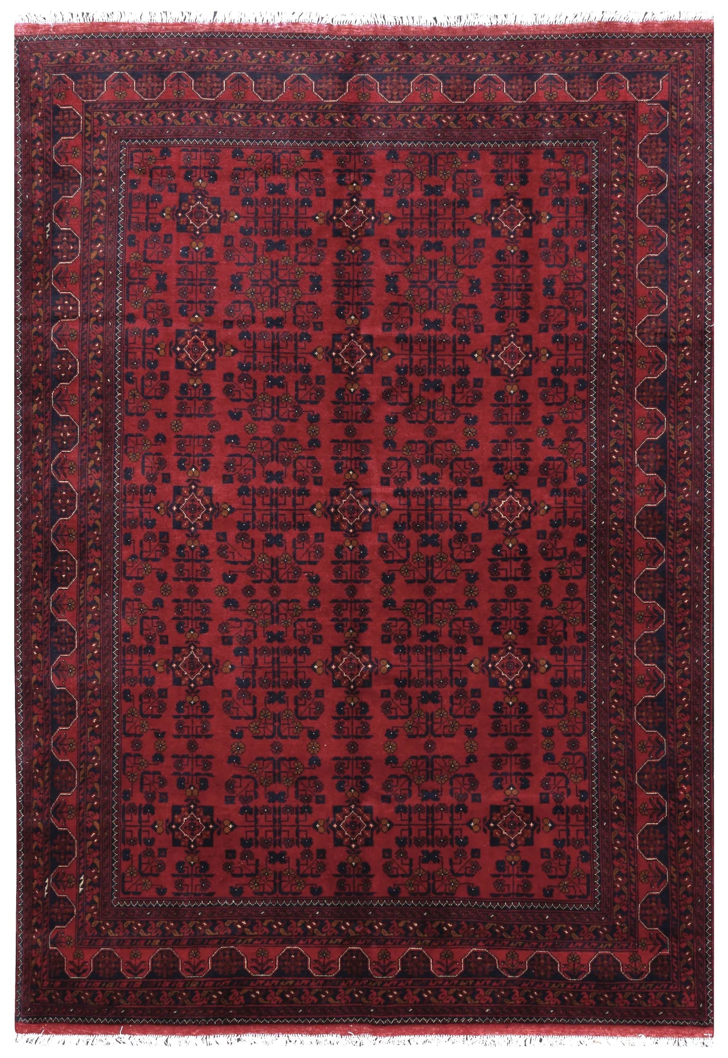 Khal Mohammadi Grey Wool Hand Knotted Afghan Rug  6'9" x 9'11"	N17661