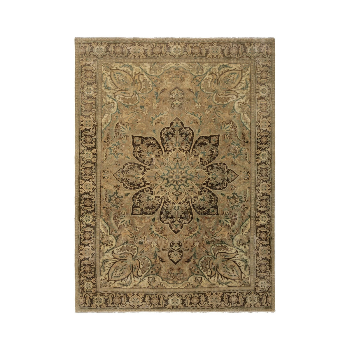 Heriz Semi-Antique Brown Wool Hand Knotted Persian Rug - 8'1" x 10'1"	N17910
