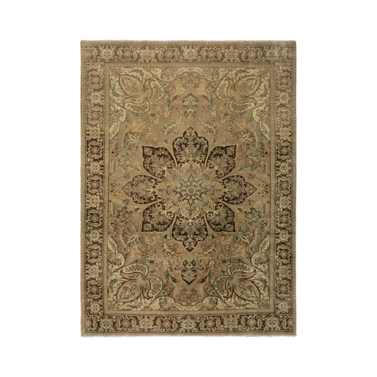 Heriz Semi-Antique Brown Wool Hand Knotted Persian Rug - 8'1" x 10'1"	N17910