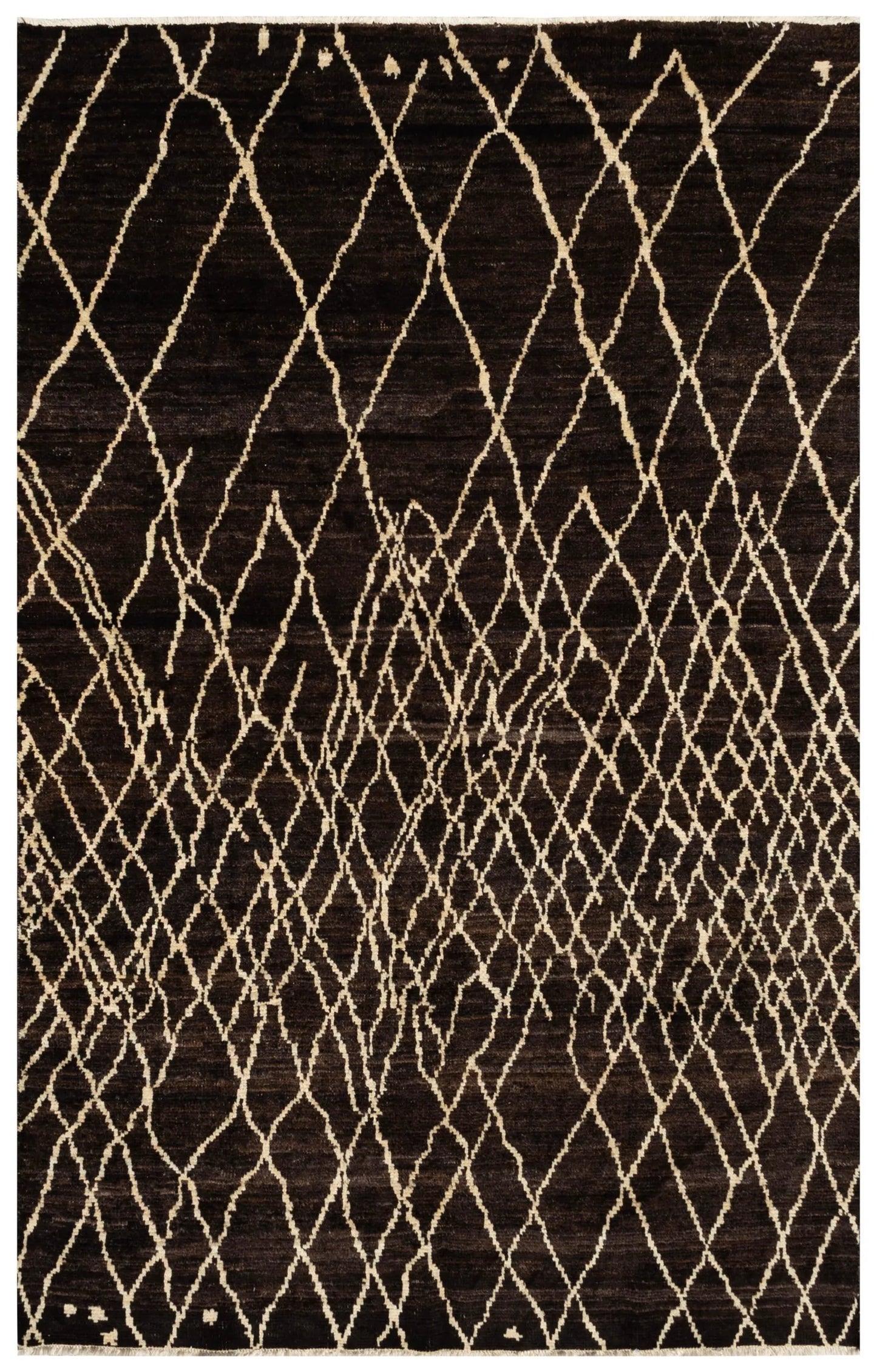 Moroccan Style Brown Wool Hand Knotted Afghan Rug  5'9" x 9'0"	N18041