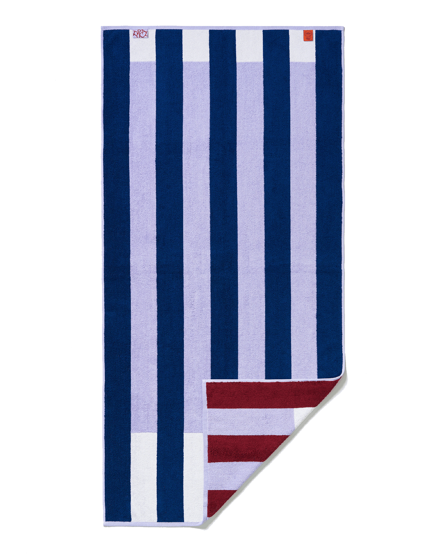 Offset Stripe Stretch Bath Towel 30x56in Studio Navy Lilac
