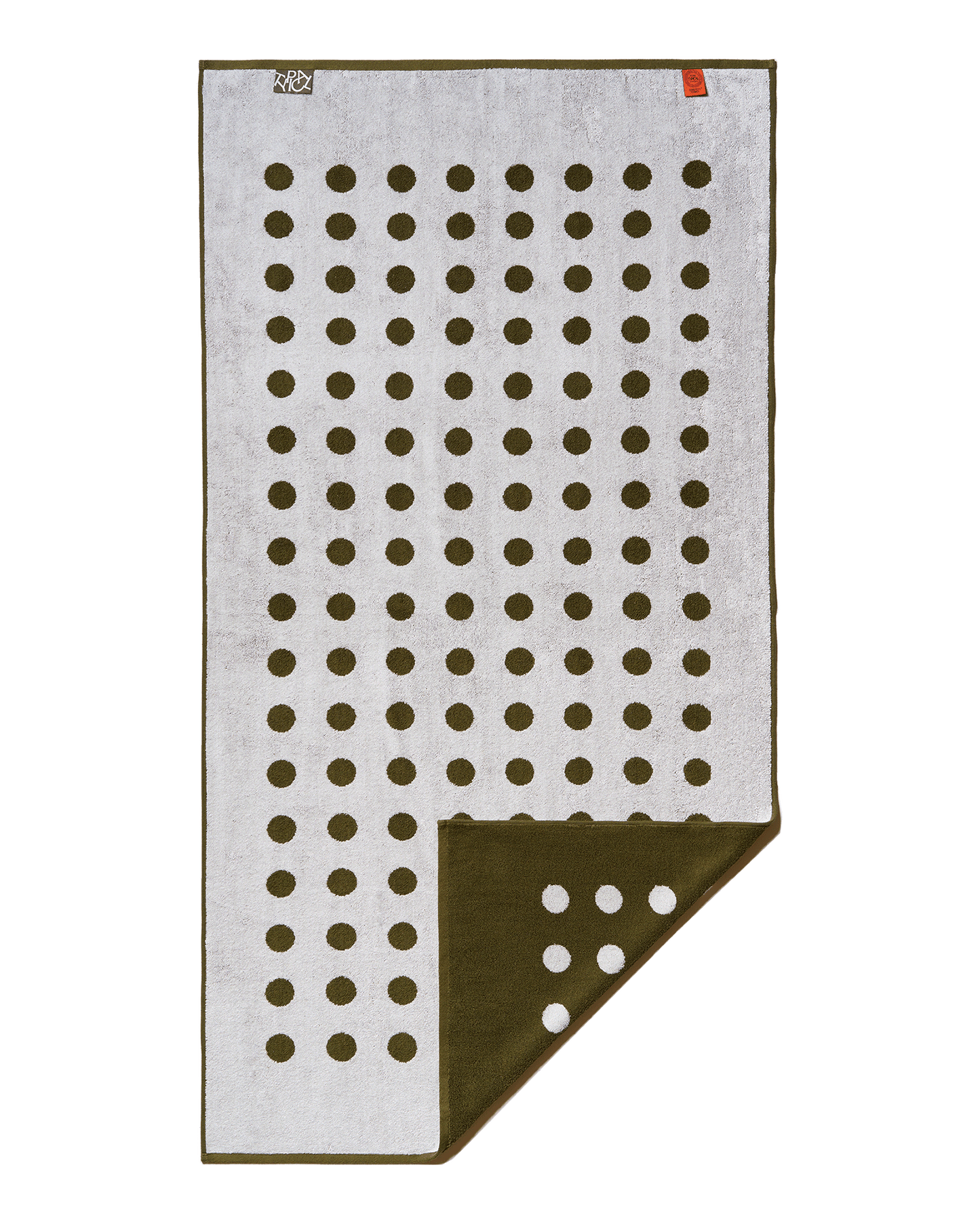 Polka Dot Stretch Bath Towel Moss Green Ceramic Clay