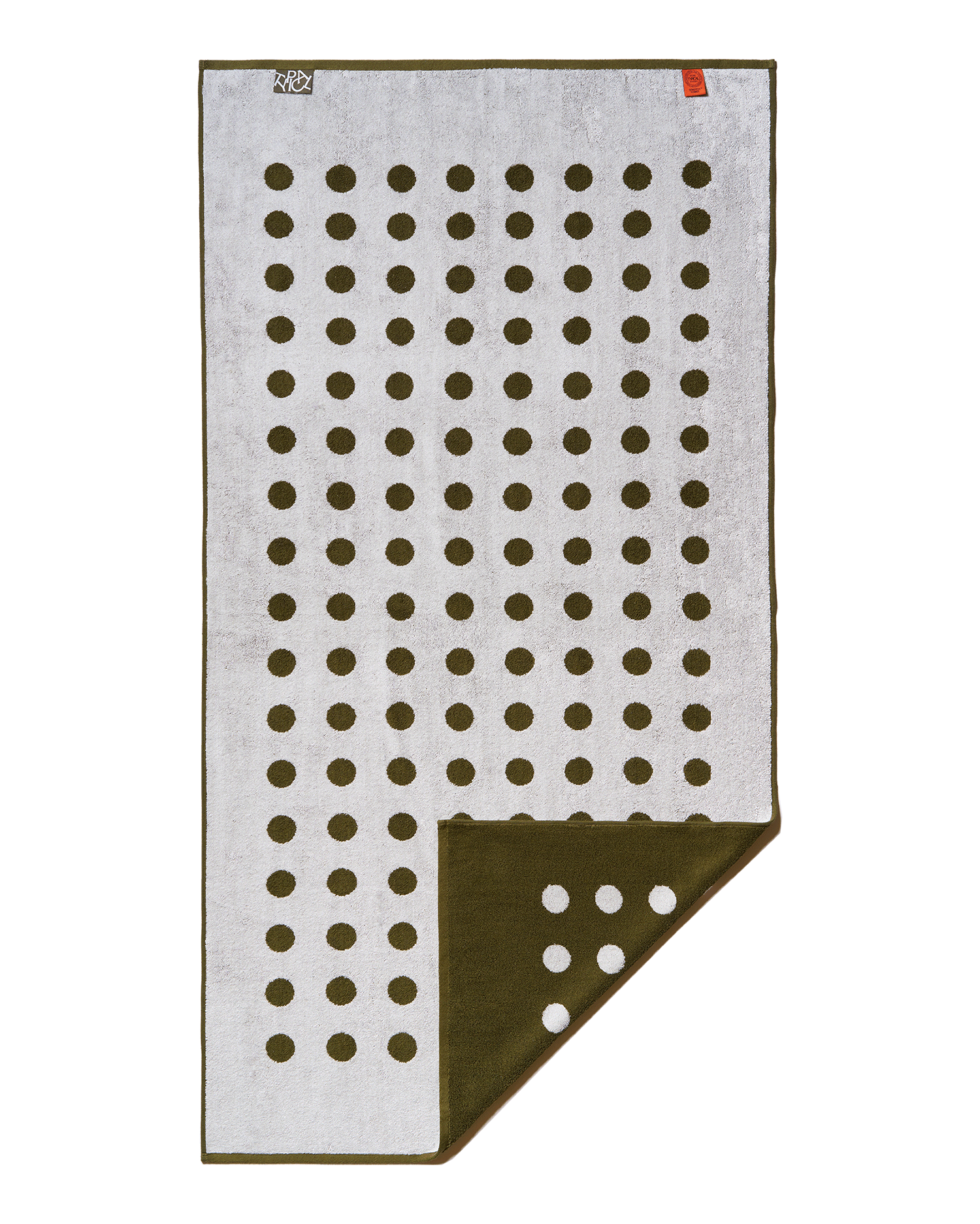 Polka Dot Stretch Bath Towel Moss Green Ceramic Clay