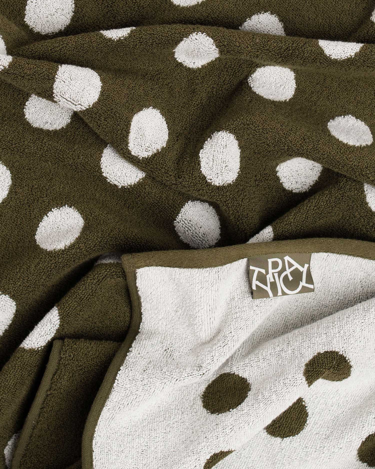 Polka Dot Stretch Bath Towel Moss Green Ceramic Clay