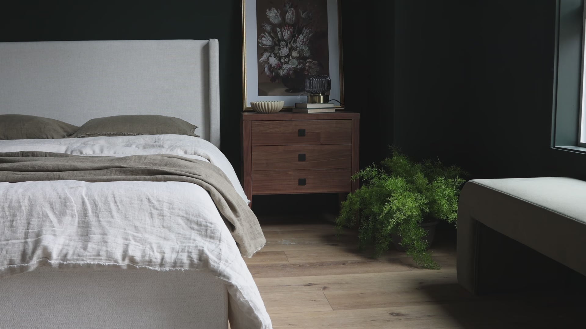 Josie King Storage Bed - Cream
