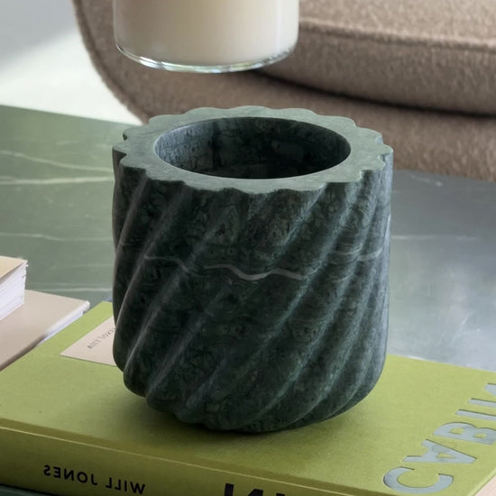 Roped Emerald Green Marble Refillable Candle