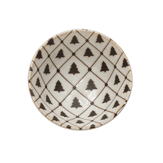 Stoneware Dish w/ Tree Pattern