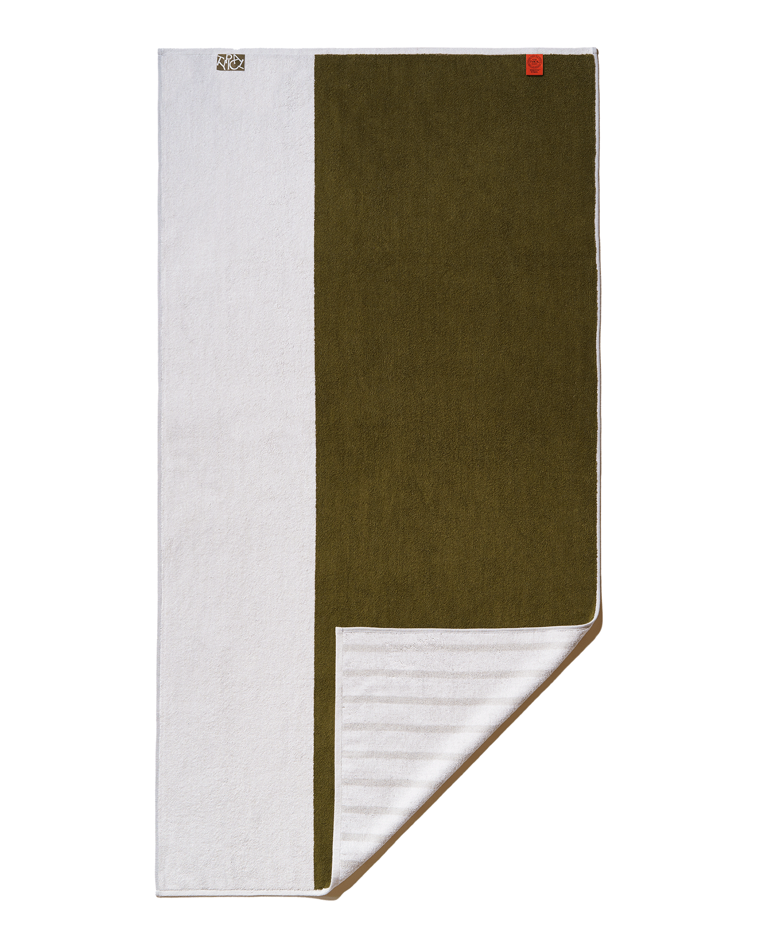 Two-Tone B Side Stretch Bath Towel Ceramic Clay Moss Green