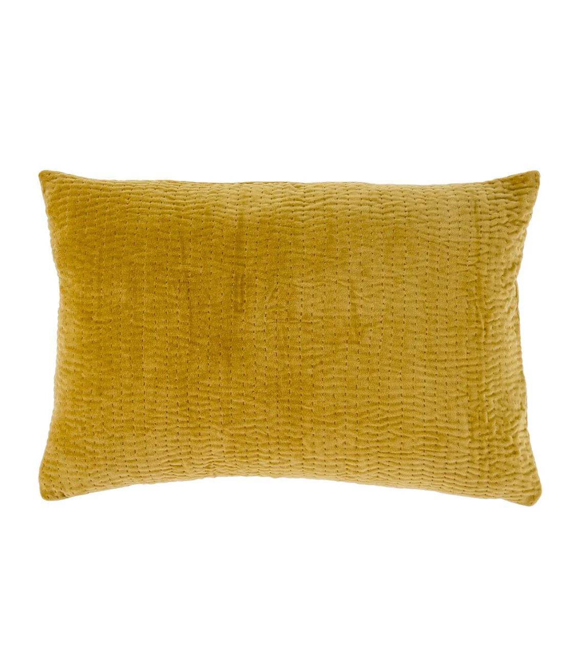 Gold Velvet Kantha Stitch 16 x 24 Pillow