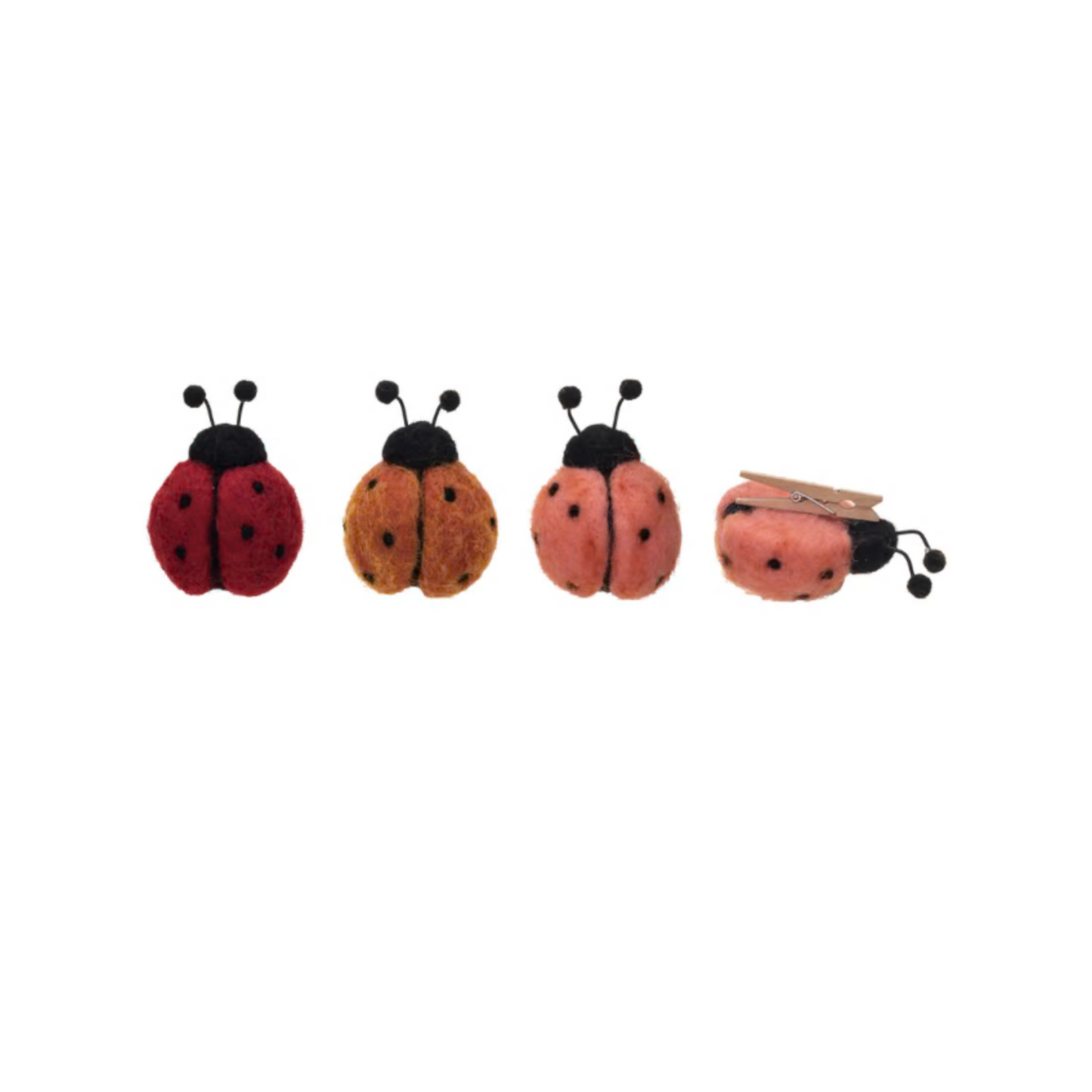 Wool Ladybug Clip on Ornament